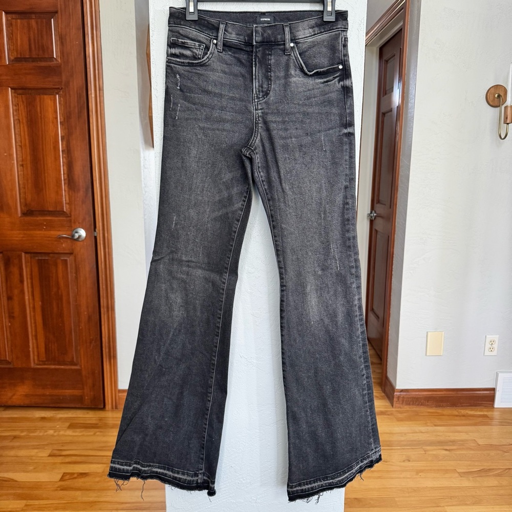 Express Black Mid Rise 70’s Flare Jeans